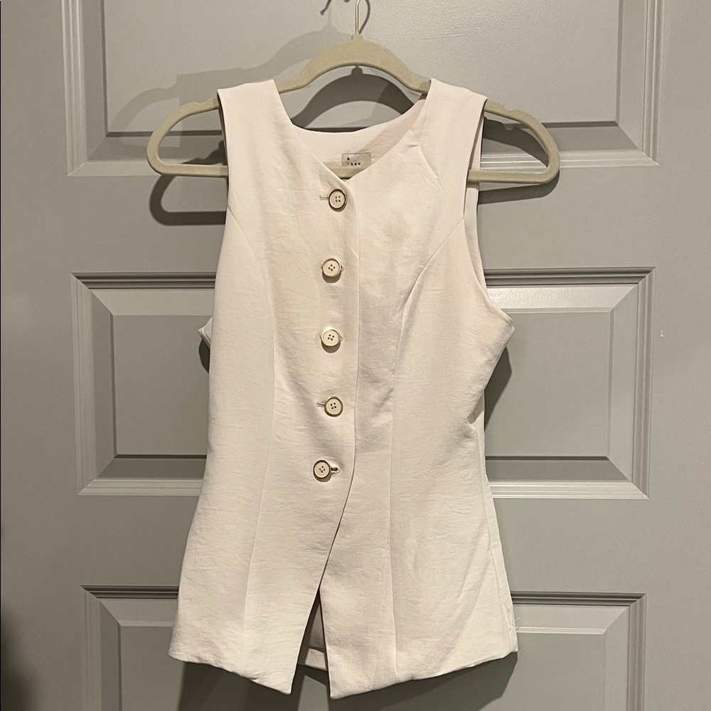 Cream Button-Front Vest/Blouse NWT XS